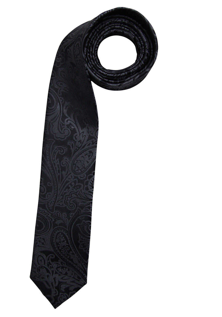 schöne Designer Krawatte schwarz schwarzgrau paisley Muster