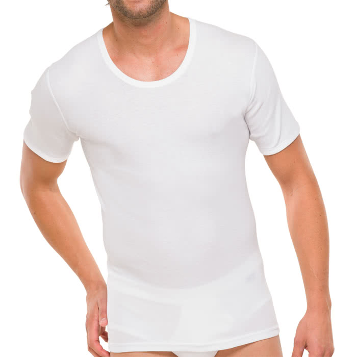SCHIESSER Essentials Cotton Doppelripp T-Shirt Rundhals Uni weiß 205175/100