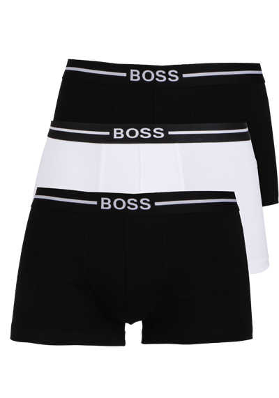 BOSS Boxer Trunk 3er-Pack Gummibund Logo-Detail Muster schwarz/weiß/schwarz