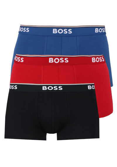 BOSS Boxershorts Logoschriftzug 3er Pack rot/blau/schwarz
