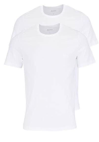 BOSS Halbarm T-Shirt Rundhals Pure Cotton Doppelpack weiß