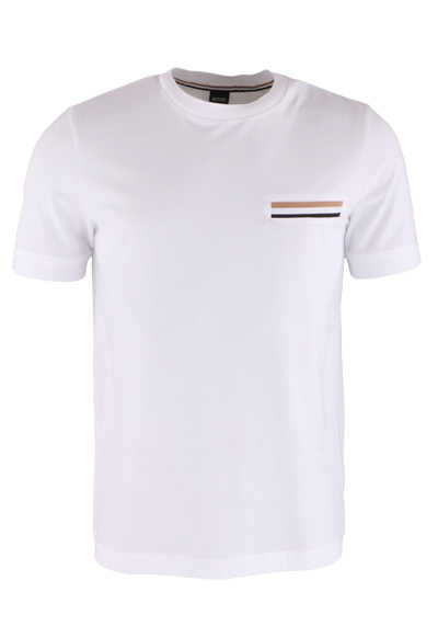 BOSS Halbarm T-Shirt TIBURT 285 Rundhals Brusttasche weiß