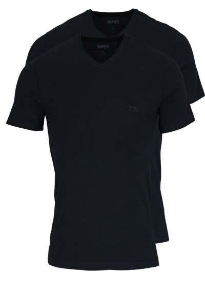 BOSS Halbarm T-Shirt V-Ausschnitt Pure Cotton Doppelpack schwarz preisreduziert