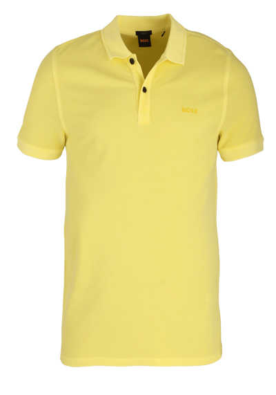BOSS Kurzarm Poloshirt PRIME Polokragen geknöpft Logo-Detail gelb