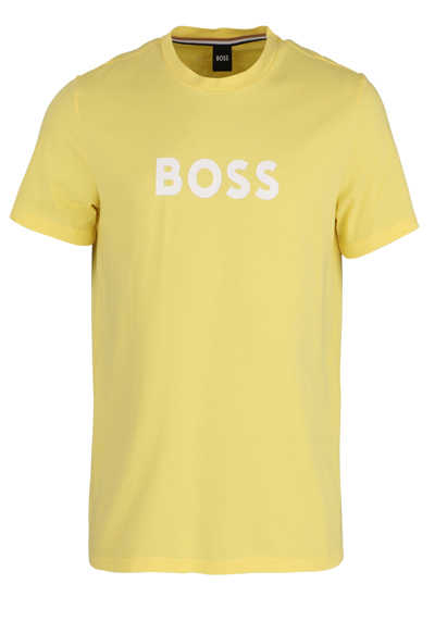 BOSS Kurzarm T-Shirt T-SHIRT RN Rundhals Front-Logo-Print gelb preisreduziert