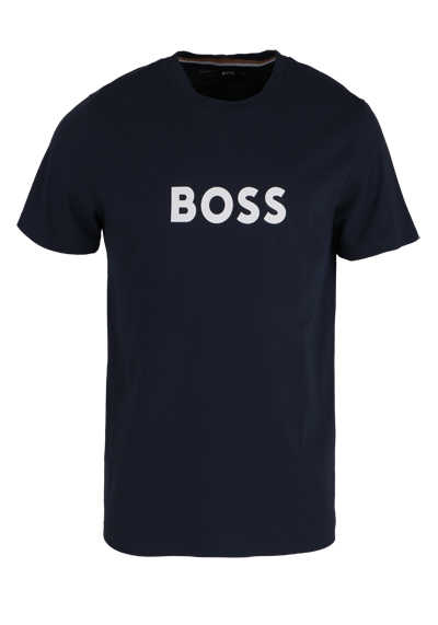 BOSS Kurzarm T-Shirt T-SHIRT RN Rundhals Front-Logo-Print navy preisreduziert