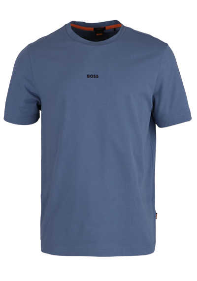 BOSS Kurzarm T-Shirt TCHUP Rundhals Front-Label rauchblau
