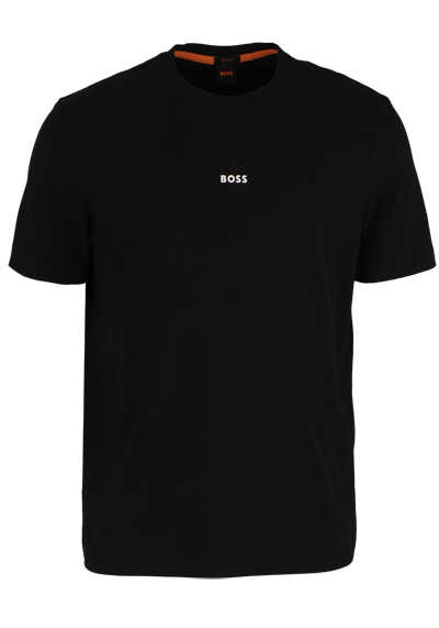 BOSS Kurzarm T-Shirt TCHUP Rundhals Front-Label schwarz