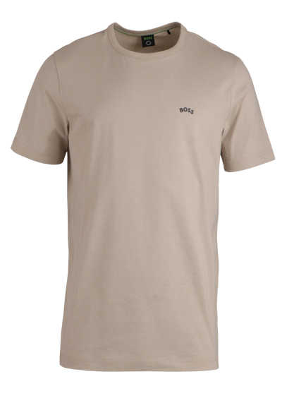 BOSS Kurzarm T-Shirt TEE CURVED Rundhals Label-Detail beige