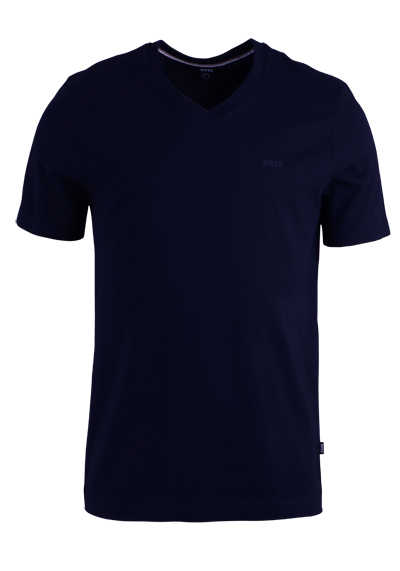 BOSS Kurzarm T-Shirt TERRY 01 V-Ausschnitt Label nachtblau