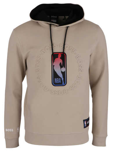 BOSS Langarm Hoodie NBA W_BOUNCE2_3 Kapuze Logo-Prägung beige