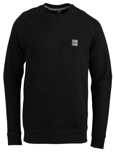 BOSS Langarm Sweatshirt WESTART 1 Rundhals In-Out Nähte Logo-Patch schwarz