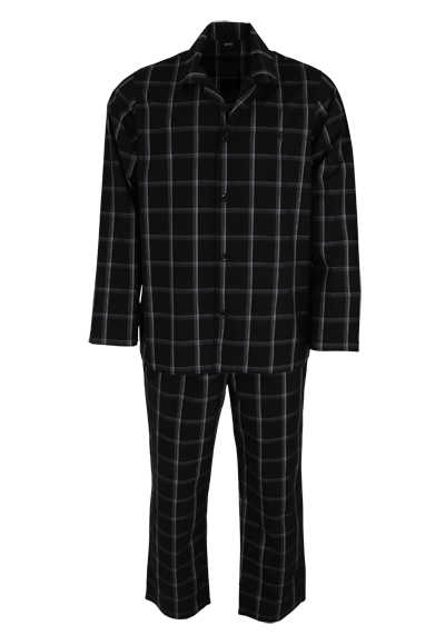 BOSS Pyjama URBAN PYJAMA Langarm Gummibund Logo-Stick Karo schwarz