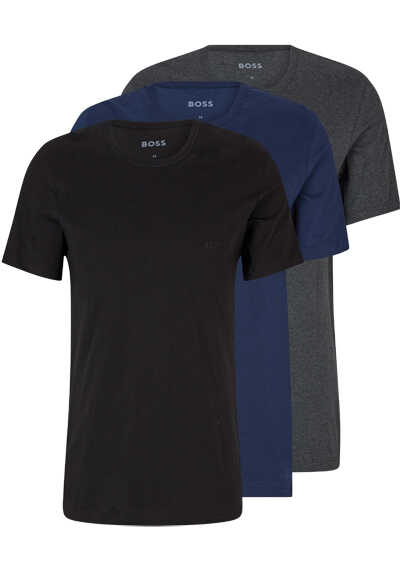 BOSS Regular Fit T-Shirt Halbarm Rundhals 3er Pack navy/anthrazit/schwarz