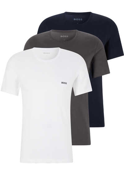 BOSS Regular Fit T-Shirt Halbarm Rundhals 3er Pack weiß/anthrazit/schwarz