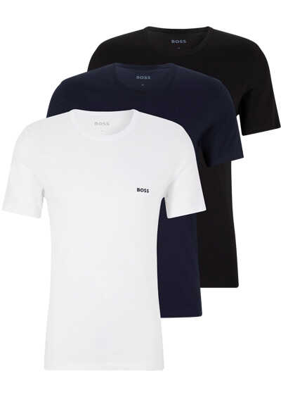 BOSS Regular Fit T-Shirt Halbarm Rundhals 3er Pack weiß/navy/schwarz