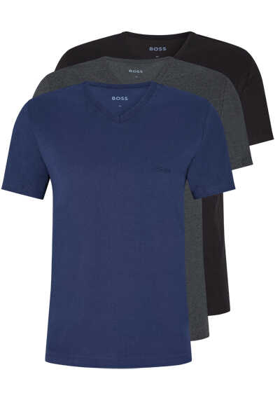 BOSS Regular Fit T-Shirt Halbarm V-Ausschnitt 3er Pack navy/anthrazit/schwarz