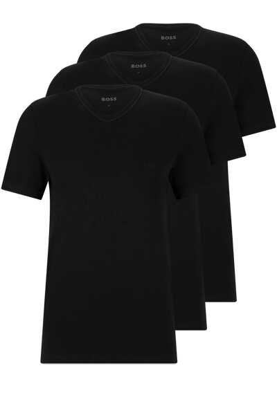 BOSS Regular Fit T-Shirt Halbarm V-Ausschnitt 3er Pack schwarz