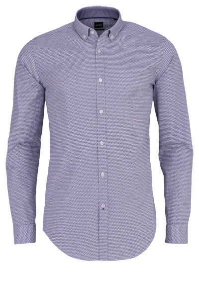 BOSS Slim Fit Hemd RIKARD_53 Langarm Button Down Muster blau