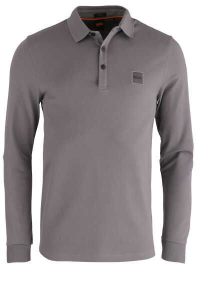 BOSS Slim Fit Poloshirt PASSERBY Langarm Polokragen geknöpft Logo-Detail rauchblau