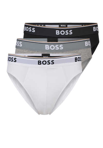BOSS Slip breiter Gummibund mit Logoschriftzug 3er Pack weiß/grau/schwarz