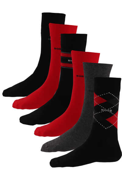 BOSS Socken GIFT SET 6er Pack rot/schwarz/anthrazit