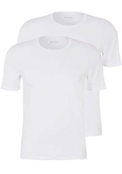 BOSS T-Shirt Halbarm Rundhals Pure Cotton Doppelpack weiß