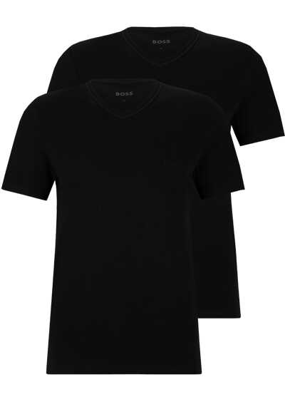 BOSS T-Shirt Halbarm V-Ausschnitt Pure Cotton Doppelpack schwarz