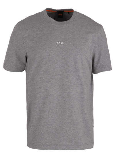 BOSS T-Shirt TCHUP Halbarm Rundhals Front-Label mittelgrau
