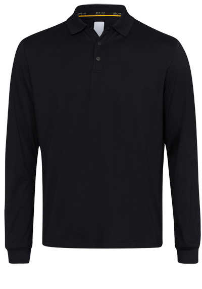 BRAX Langarm Poloshirt PHOENIX geknöpfter Kragen Logo schwarz