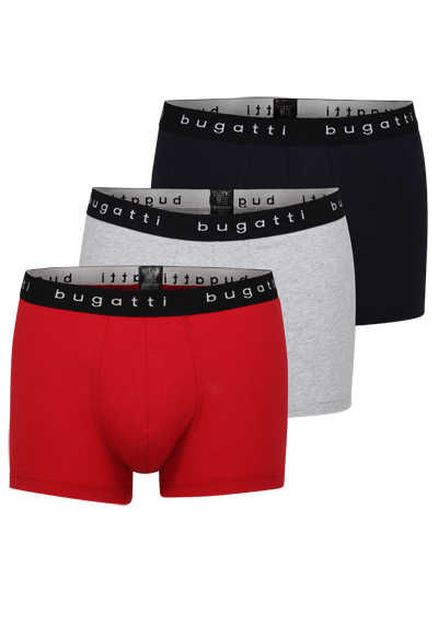 BUGATTI Pants breiter Gummibund Single Jersey 3er Pack rot/grau/navy