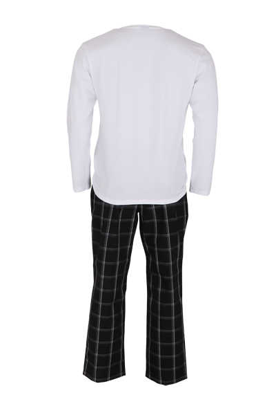 BOSS Pyjama URBAN LONG SET Longsleeve Gummibund Logo Karo schwarz