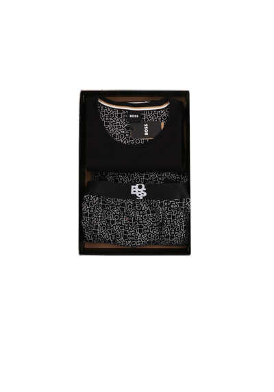 BOSS Pyjama RELAX LONG SET Langarm Gummibund Logo Muster schwarz