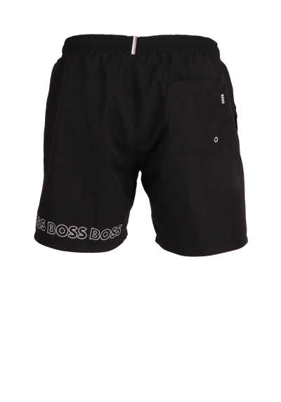 BOSS Badeshorts Gummibund mit Tunnelzug Taschen Logo-Print schwarz