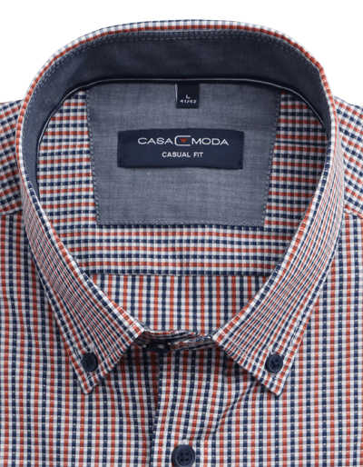 CASAMODA Casual Fit Hemd super langer Arm Button Down Kragen Karo orange