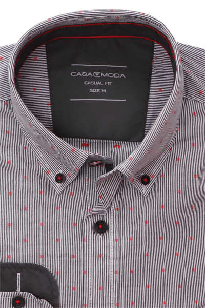 CASAMODA Casual Fit Hemd Langarm Button Down Kragen Streifen schwarz