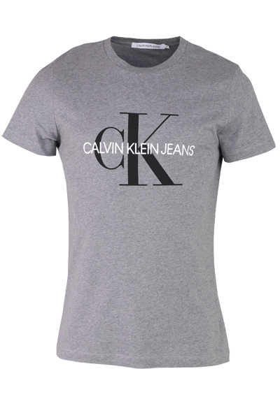 CALVIN KLEIN JEANS Halbarm T-Shirt Rundhals Logo-Print mittelgrau