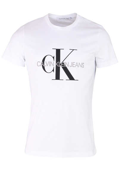 CALVIN KLEIN JEANS Halbarm T-Shirt Rundhals Logo-Print weiß