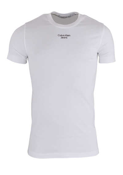 CALVIN KLEIN JEANS Kurzarm T-Shirt Rundhals Label reine Baumwolle weiß preisreduziert