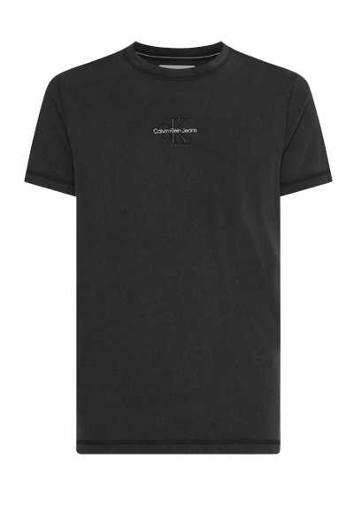 CALVIN KLEIN JEANS Kurzarm T-Shirt Rundhals Logo-Stick anthrazit