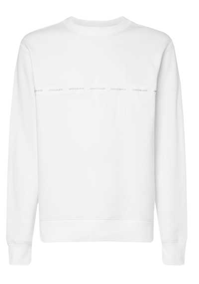 CALVIN KLEIN JEANS Langarm Sweatshirt Rundhals Logo-Patch Uni weiß