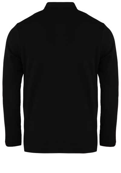 CASAMODA Polo-Shirt Langarm Brusttasche geknöpft schwarz