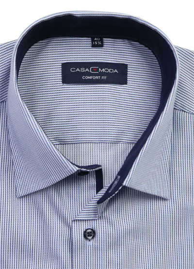 CASAMODA Businesshemd Comfort Fit Langarm New Kent Kragen bügelfrei Streifen blau