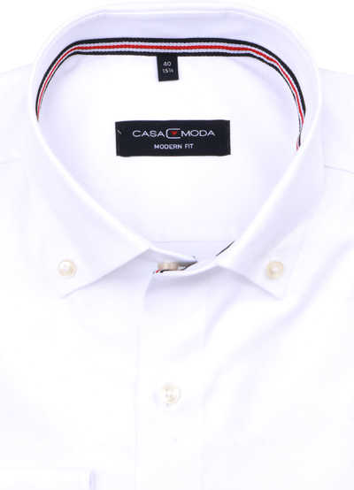 CASAMODA Modern Fit Hemd Langarm Button Down Kragen Struktur weiß