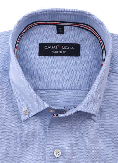 CASAMODA Modern Fit Hemd Langarm Button Down Kragen Struktur blau