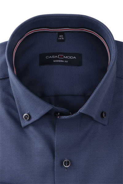 CASAMODA Modern Fit Hemd Langarm Button Down Kragen Struktur navy