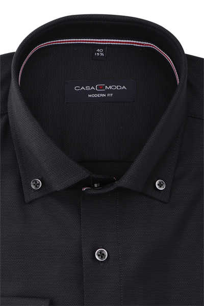 CASAMODA Modern Fit Hemd Langarm Button Down Kragen Struktur dunkelgrau
