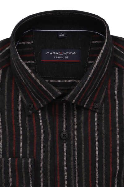CASAMODA Casual Fit Hemd Langarm Button Down Kragen Streifen schwarz