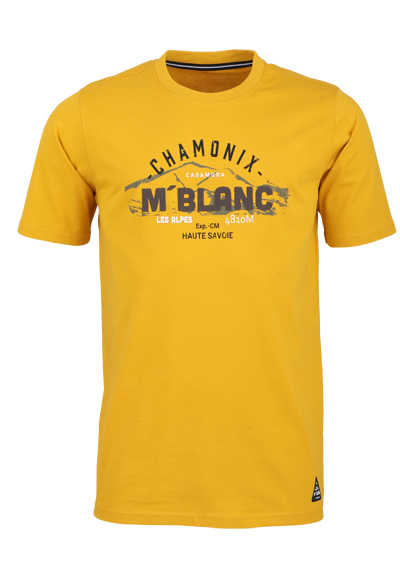 CASAMODA Halbarm T-Shirt Rundhals Front-Print gelb preisreduziert