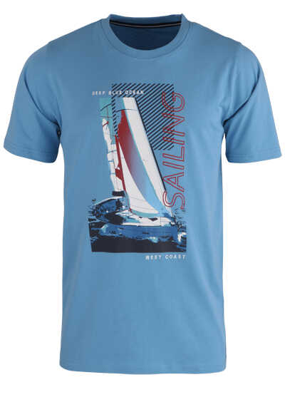 CASAMODA T-Shirt Halbarm Rundhalsausschnitt Jersey Druck hellblau